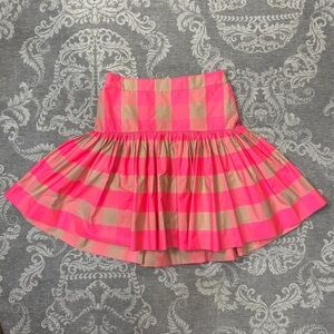 J.Crew Women's M Neon Pink Tan Stripe Flare Knee Length Skirt Casual